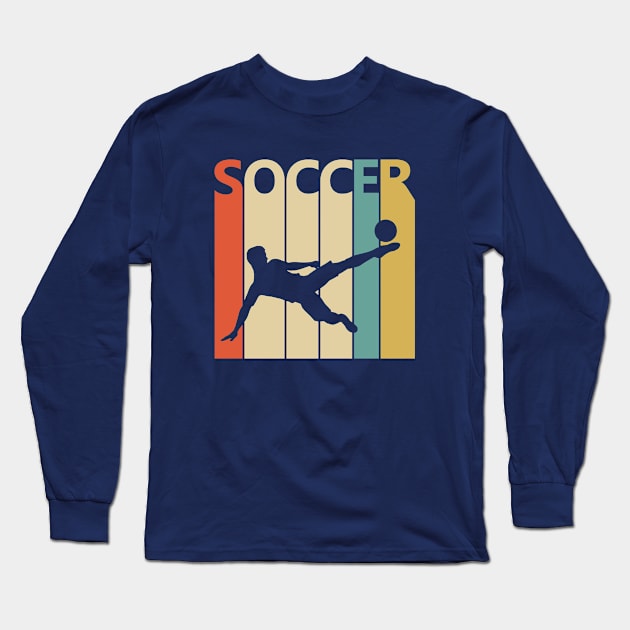 Vintage Retro Soccer Player Gift Long Sleeve T-Shirt by GWENT